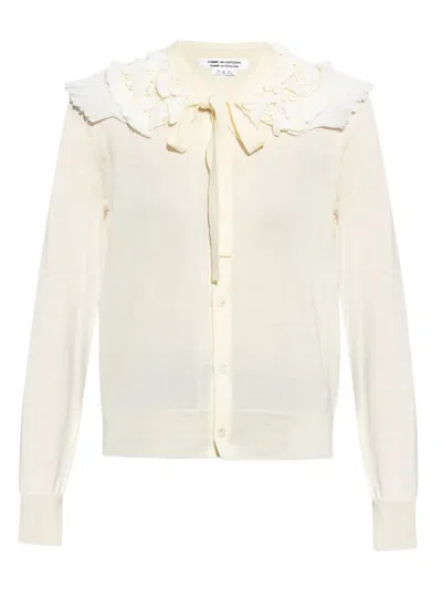 Comme Des Garçons Ruffle-detailing Cardigan In Neutrals