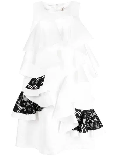 Comme Des Garçons Ruffle-detailing Sleeveless Dress In Weiss