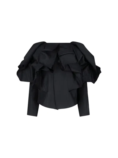 Comme Des Garçons Homme Plus Ruffled Detail Jacket In Black