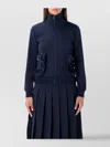 Comme Des Garçons Girl Navy Zip Sweatshirt With Ruffle Pockets In Blue