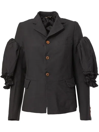 Comme Des Garçons Ruffle Sleeve Blazer In Black