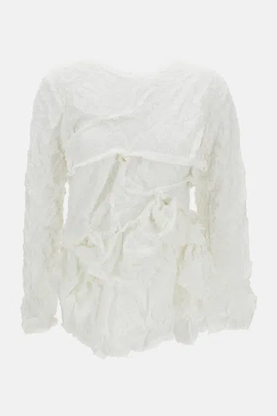 Comme Des Garçons Ruched T-shirt In White