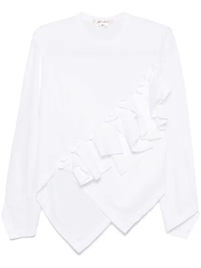 Comme Des Garçons Ruffle-trim Asymmetric Top In White