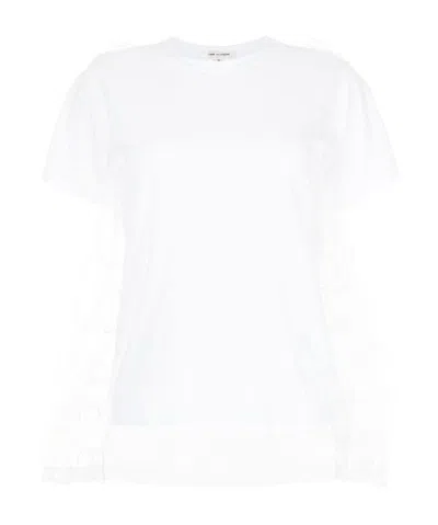 Comme Des Garçons Ruffle-trim Crew-neck T-shirt In White