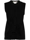 Comme Des Garçons Womens Black Ruffle-trim Sleeveless Woven T-shirt In 黑色