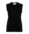Comme Des Garçons Womens Black Ruffle-trim Sleeveless Woven T-shirt In Black
