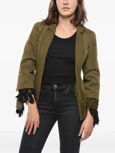 Comme Des Garçons Ruffle-cuff Single-breasted Jacket In Green
