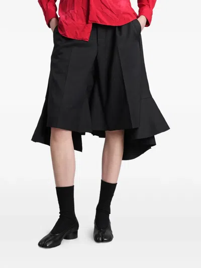 Comme Des Garçons Wide-leg Twill Ruffled Shorts In Black