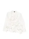 Comme Des Garçons Buttoned Ruffled Blazer In White