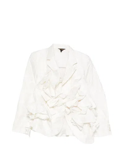 Comme Des Garçons Ruffled Blazer Jacket In White