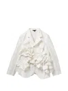 Comme Des Garçons Buttoned Ruffled Blazer In White