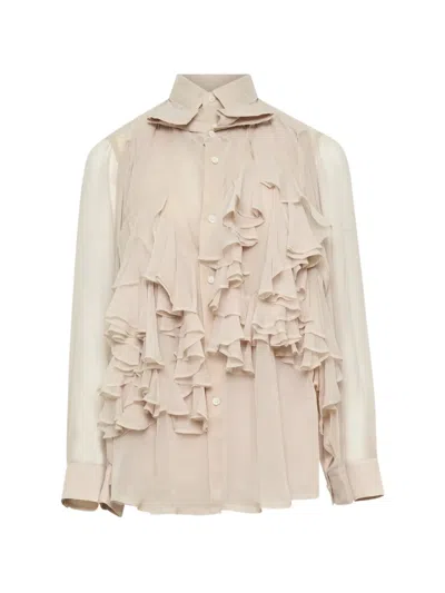 Comme Des Garçons Ruffled Blouse In Neutral