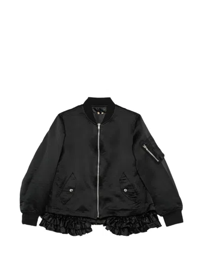 Comme Des Garçons Ruffled Bomber Jacket In Brown