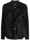 Comme Des Garçons Ruffled Button-up Shirt In Black