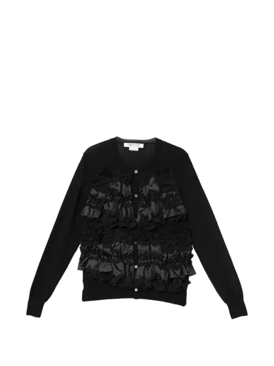 Comme Des Garçons Ruffled Button-up Cardigan In Black
