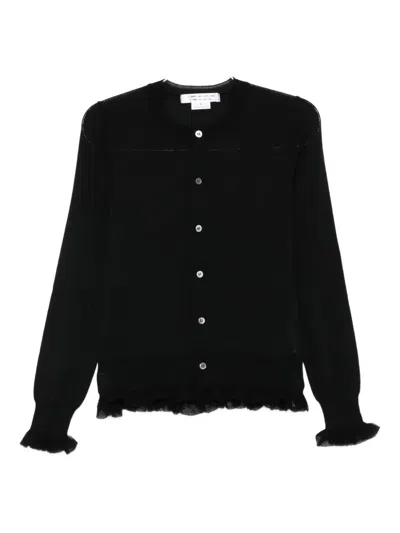 Comme Des Garçons Ruffled Cardigan In Black