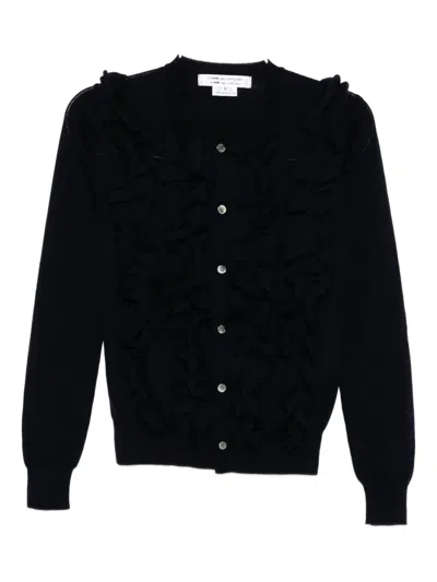 Comme Des Garçons Ruffled Cardigan In Black