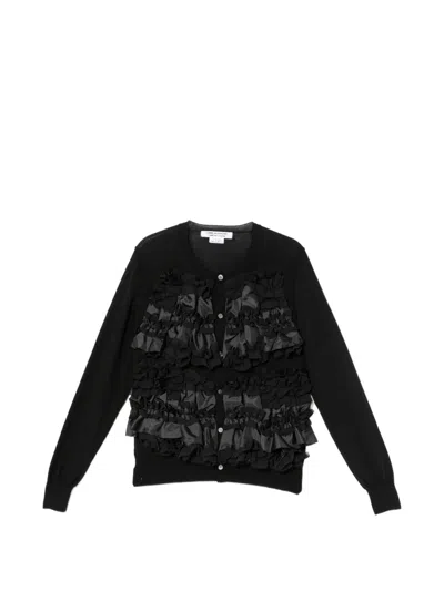 Comme Des Garçons Ruffled Cardigan In Black