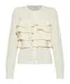 Comme Des Garçons Ruffle-detail Cardigan In White