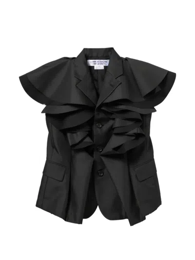 Comme Des Garçons Ruffled Coat In Black