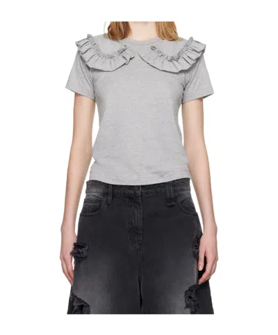 Comme Des Garçons Ruffled Collar T-shirt In Gray