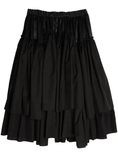 Comme Des Garçons Ruffled Cotton Satin Skirt In Black
