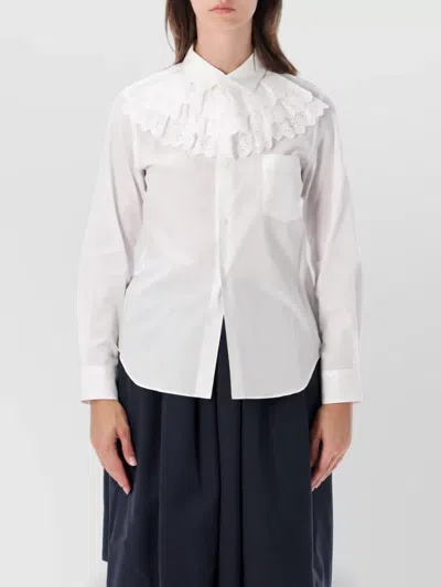 Comme Des Garçons Ruffled Cotton Shirt In White