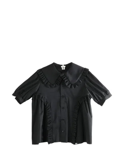 Comme Des Garçons Ruffled Cotton Shirt In Black