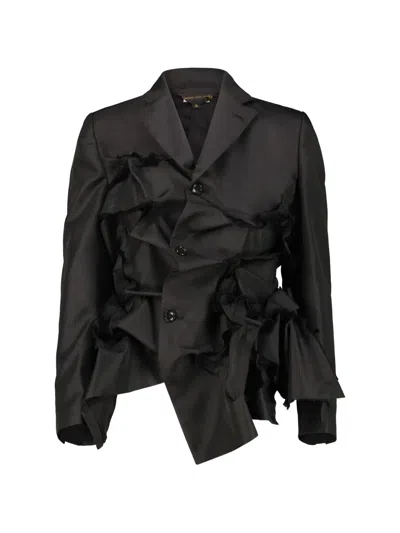 Comme Des Garçons Ruffled Deconstructed Jacket In Black