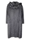 Comme Des Garçons Long Coat With Textured Fabric In Gray
