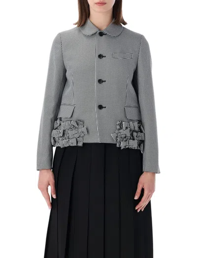 Comme Des Garçons Comme Des Garcons Ruffled Frayed Gabardine Jacket In Animal Print