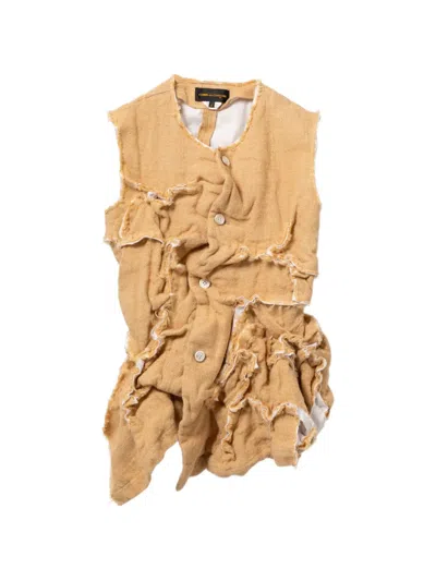 Comme Des Garçons Ruffled Frayed-edge Jacket In Brown
