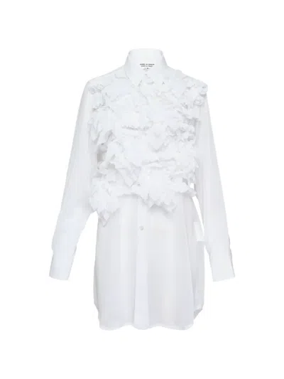 Comme Des Garçons Ruffled Georgette Blouse In White