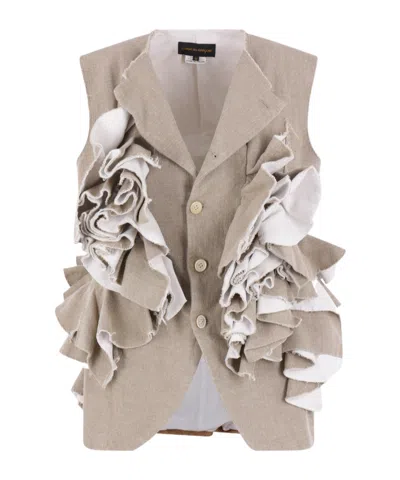 Comme Des Garçons Ruffled Gilet In Brown