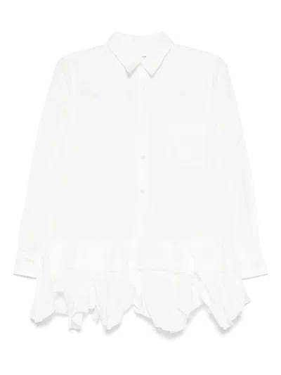 Comme Des Garçons Ruffled-hem Shirt In White