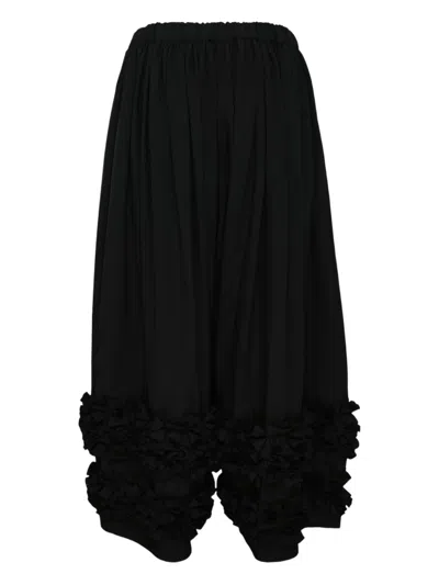 Comme Des Garçons Ruffled-hem Trousers In Black