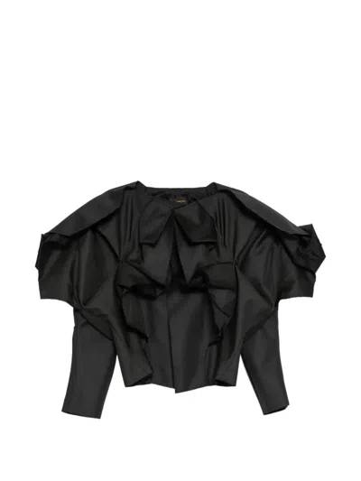 Comme Des Garçons Homme Plus Ruffled Detail Jacket In Black
