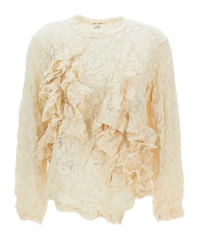 Comme Des Garçons Ruffled Lace T-shirt In Yellow