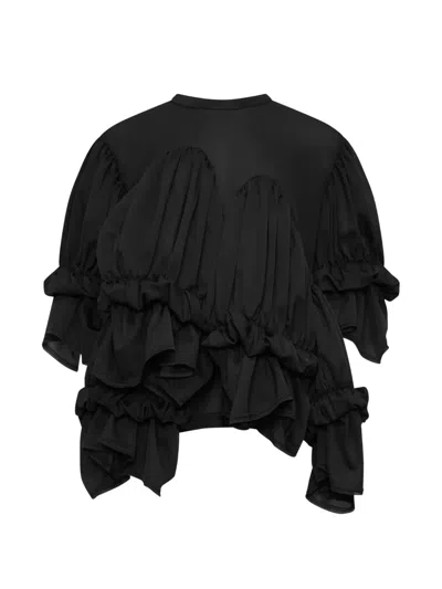 Comme Des Garçons Ruffled Layered Blouse In Black