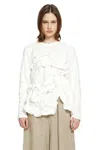 Comme Des Garçons Ruffled Long Sleeve T-shirt In White