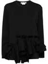 Comme Des Garçons Ruffled Long-sleeved Top In Schwarz