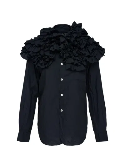 Comme Des Garçons Ruffled Long-sleeve Shirt In Black