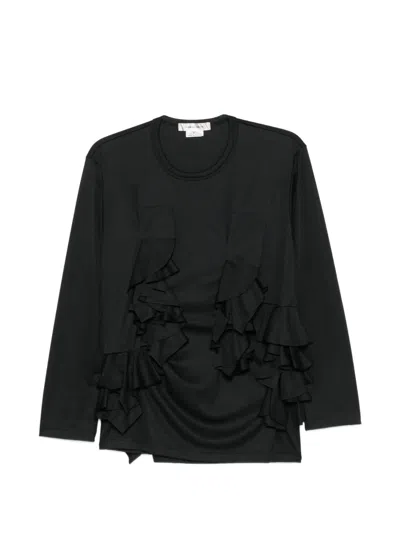 Comme Des Garçons Ruffled Long-sleeve T-shirt In Black