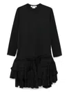 Comme Des Garçons Ruffled Midi Dress In Black