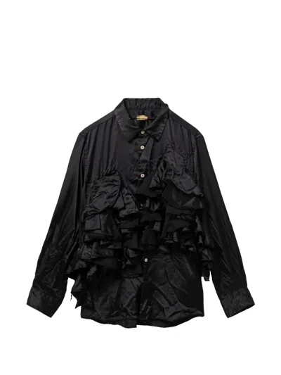 Comme Des Garçons Ruffled Midi Shirt In Black