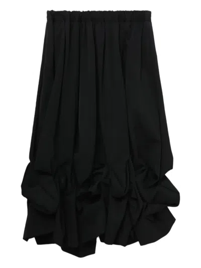Comme Des Garçons Ruffled Midi Skirt In Black