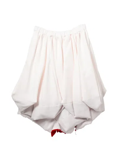Comme Des Garçons Ruffled Midi Skirt In White