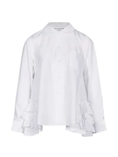 Comme Des Garçons Ruffled Peter Pan Collar Shirt In White