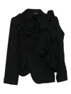Comme Des Garçons Ruffled Pinstripe Blazer In Black