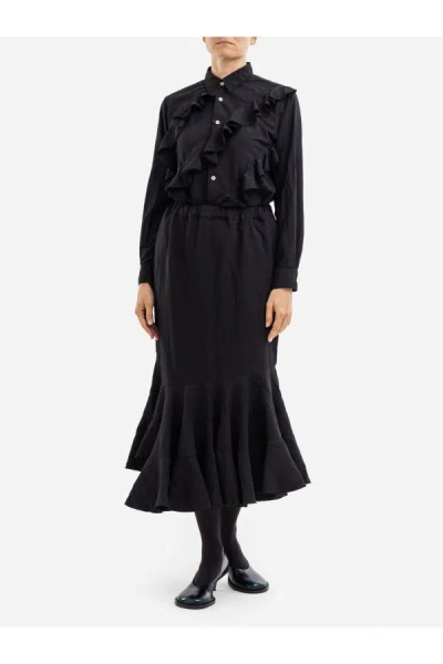 Comme Des Garçons Ruffled Poplin Shirt-dress In Black
